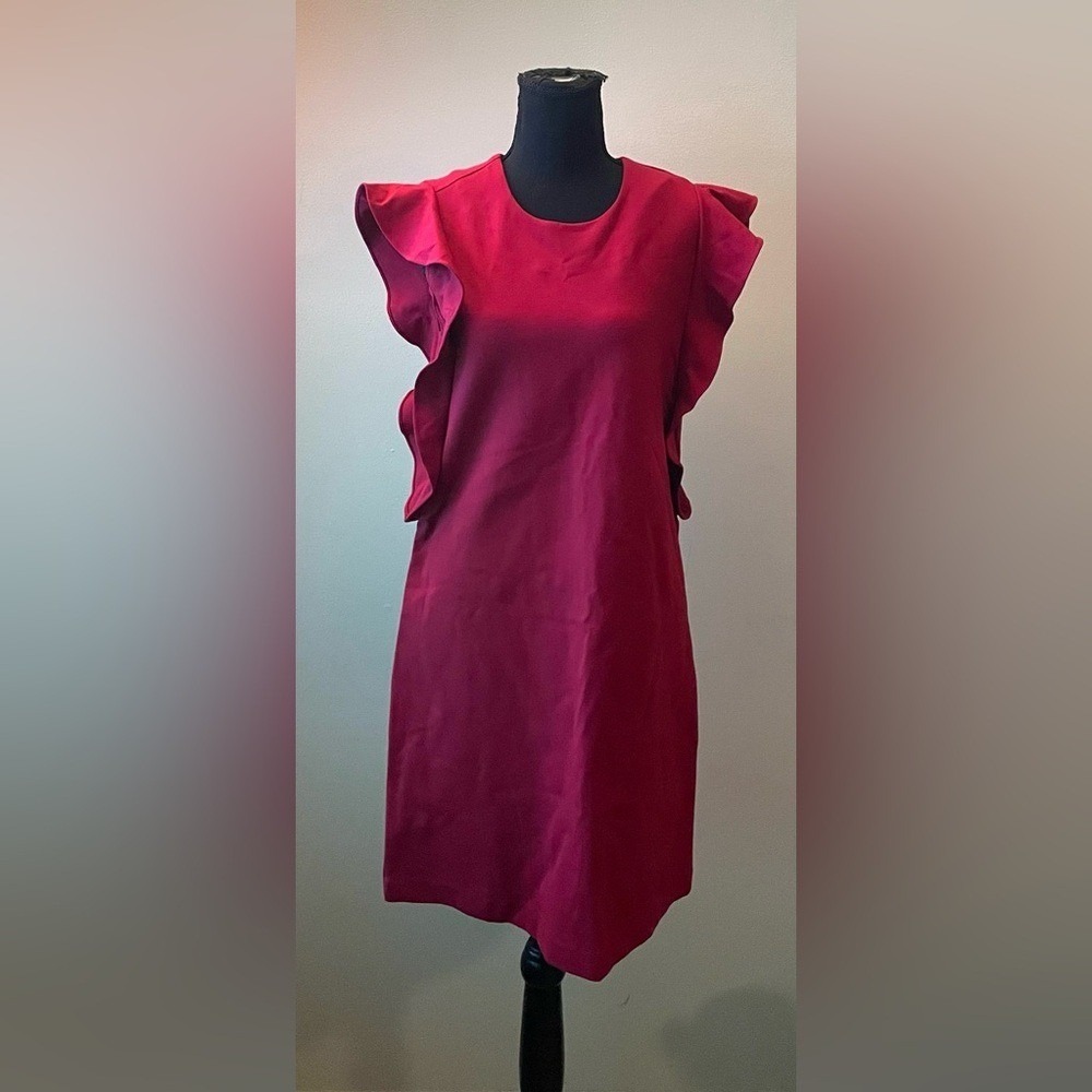 Esley- Rich Wine Mini Dress with Flowy Sleeves Size M - Picture 2 of 7